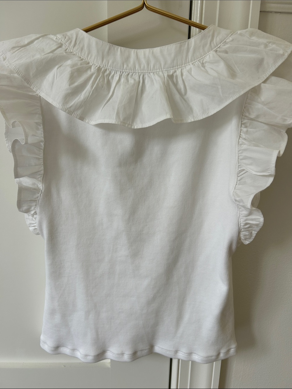 Veronica Beard White Ruffle V-Neck Sleeveless Camisole - Picture 3 of 3